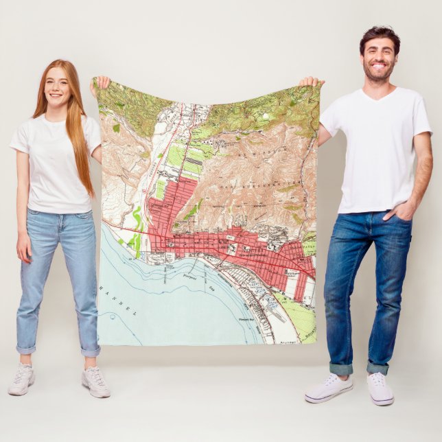 Vintagekarta av Ventura Kalifornien (1951) Fleecefilt (På plats)