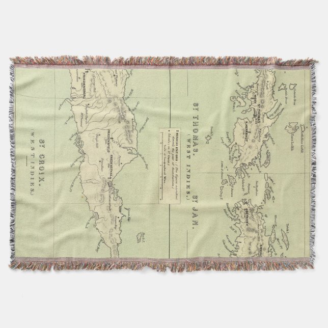 Vintagekarta av Virginen Islands (1853) Filt (Framsidan)