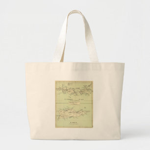 Vintagekarta av Virginen Islands (1853) Jumbo Tygkasse