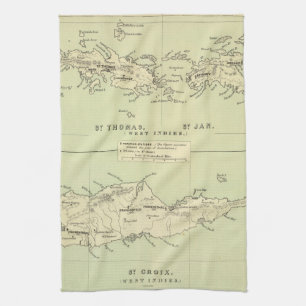 Vintagekarta av Virginen Islands (1853) Kökshandduk