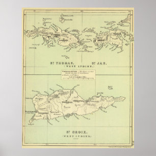 Vintagekarta av Virginen Islands (1853) Poster