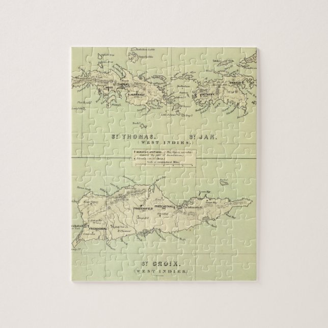 Vintagekarta av Virginen Islands (1853) Pussel (Vertikal)