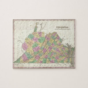 Vintagekarta av Virginia (1827) Pussel