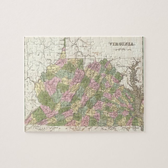 Vintagekarta av Virginia (1838) Pussel (Horisontell)