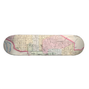 Vintagekarta av Washington D.C. (1864) Mini Skateboard Bräda 18,7 Cm