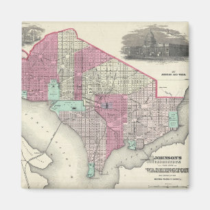 Vintagekarta av Washington D.C. (1866) Magnet