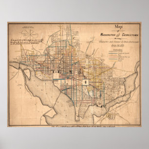 Vintagekarta av Washington D.C. (1879) Poster