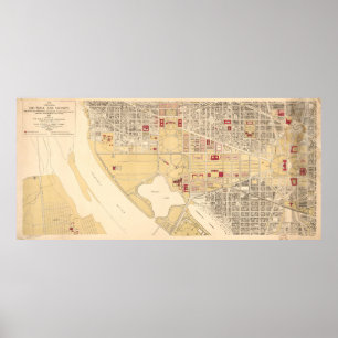 Vintagekarta av Washington D.C. Mall (1917) Poster