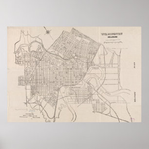 Vintagekarta av Wilmington Delaware (1921) Poster