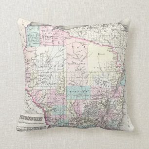Vintagekarta av Wisconsin (1855) Kudde