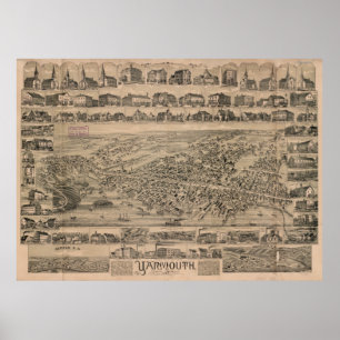 Vintagekarta av Yarmouth Nova Scotia (1889) Poster