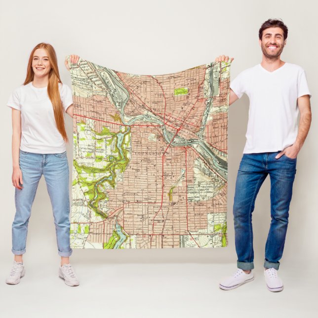 Vintagekarta av Youngstown Ohio (1951) Fleecefilt (På plats)