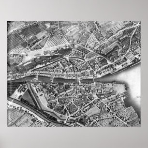 Vintagekarta av Zurich Schweitz (1850) Poster