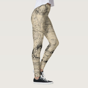 Vintagekarta för gammal värld leggings
