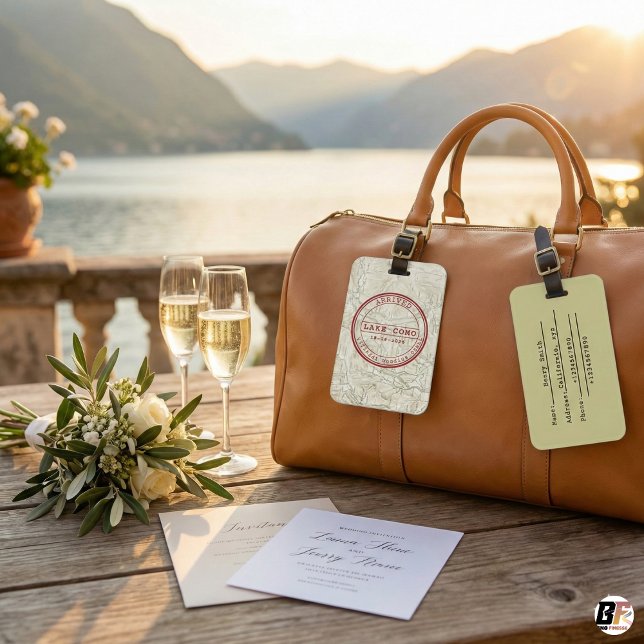 Vintagekarta Lake Como Destination Bröllop Bagagebricka (Skapare uppladdad)