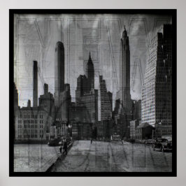 Vintagekarta och retrofoto av New York City Poster