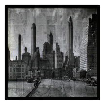 Vintagekarta och retrofoto av New York City