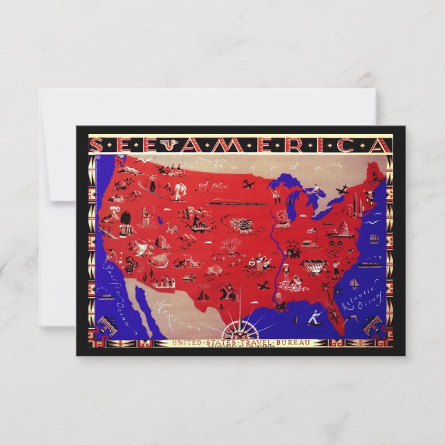 Vintagekarta över adressändring i USA Inbjudningar (Framsida)