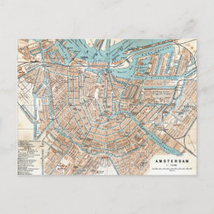 Vintagekarta över Amsterdam (1905) Vykort