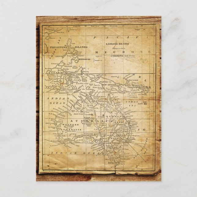 Vintagekarta över Australasien Vykort (Framsida)
