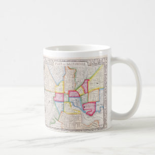Vintagekarta över Baltimore city (1860) Kaffemugg