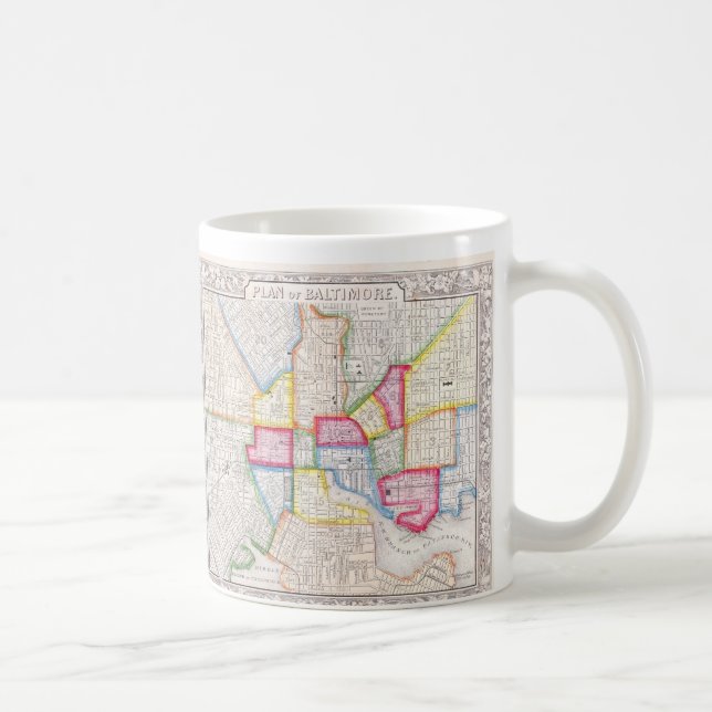 Vintagekarta över Baltimore city (1860) Kaffemugg (Höger)