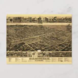 Vintagekarta över Birmingham, Alabama (1885) Vykort