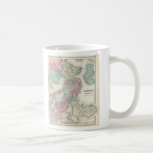 Vintagekarta över Boston Harbor (1857) Kaffemugg