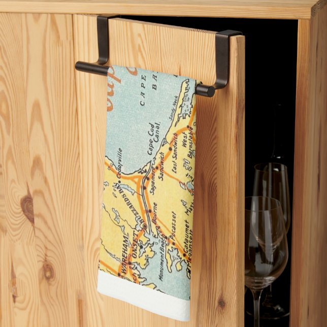 Vintagekarta över Cape Cod  Kökshandduk (Thirds Fold)