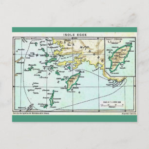 Vintagekarta över de grekiska öarna vykort