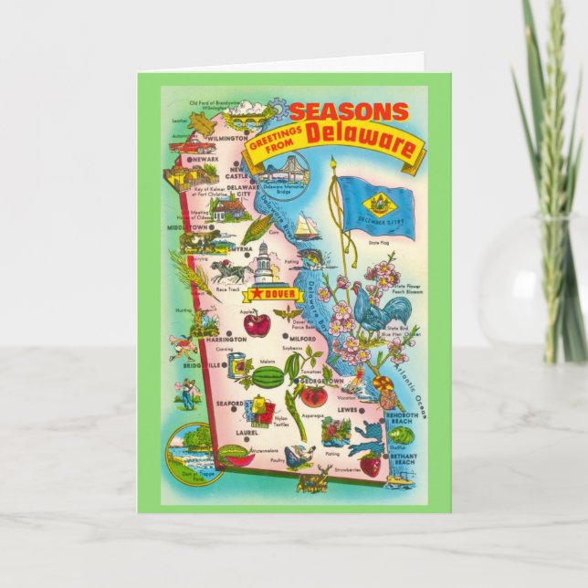 Vintagekarta över Delaware Helgkort (Framsida)