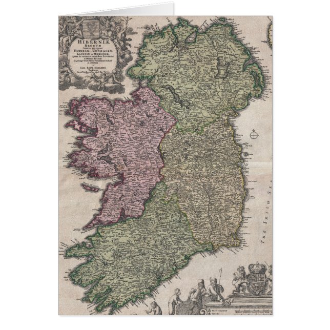 Vintagekarta över Irland (1716) Hälsningskort (Framsidan)