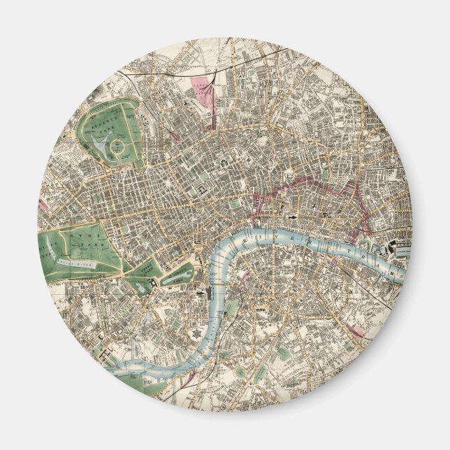 Vintagekarta över London England (1853) Magnet (Framsidan)