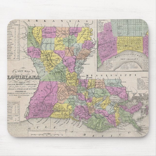 Vintagekarta över Louisiana (1853) Musmatta (Framsidan)