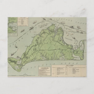 Vintagekarta över Marthas Vineyard (1913) Vykort