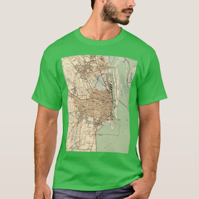Vintagekarta över Mobile Alabama 1940 T Shirt (Framsida)