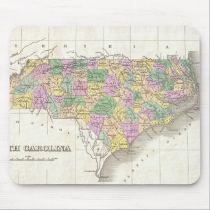 Vintagekarta över North Carolina (1827) Musmatta