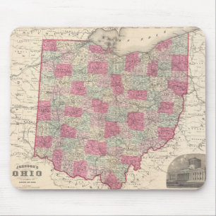 Vintagekarta över Ohio (1864) Musmatta
