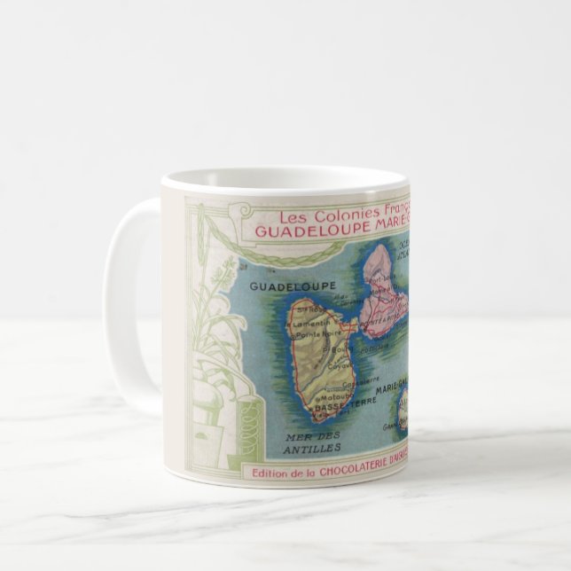 Vintagekarta över ön Guadeloupe Mugg (Framsida vänster)