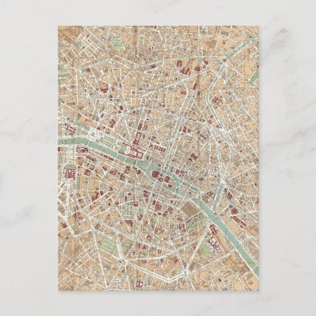 Vintagekarta över Paris (1892) Vykort (Framsida)