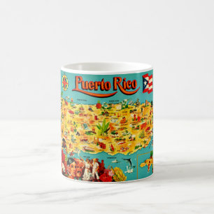 Vintagekarta över Puerto Rico  Kaffemugg