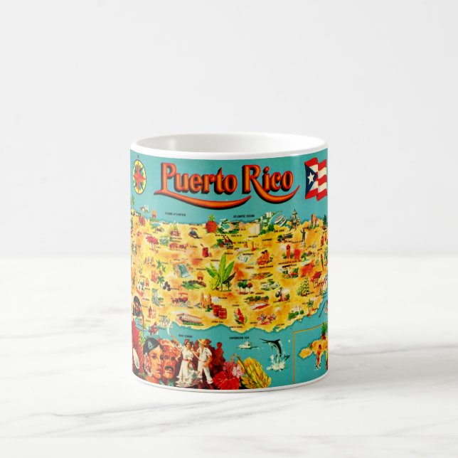 Vintagekarta över Puerto Rico  Kaffemugg (Center)