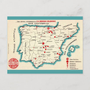 Vintagekarta över Spanien Vykort