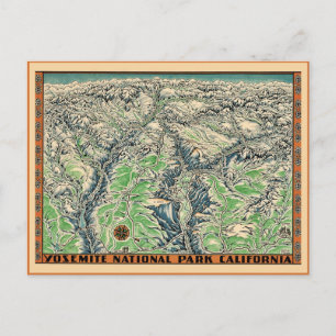 Vintagekarta över Yosemite Vykort