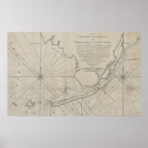 Vintagekartan av Florida stämm (1771) (2) Poster