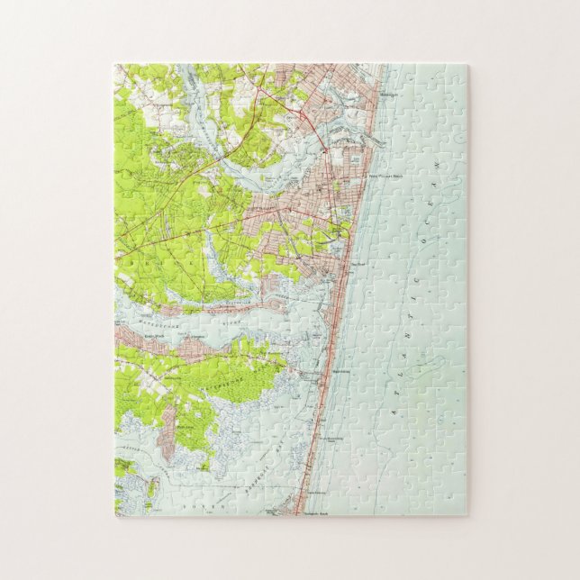 Vintagekartan av pekar angenäma NJ (1953) Pussel (Vertikal)