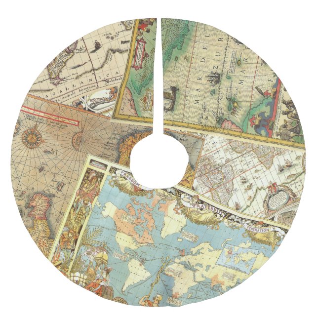 Vintagekartatryck Julgransmatta Borstad Polyester (Framsidan)