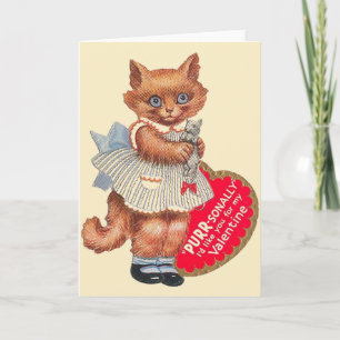 Vintagekatt med leksakmusvalentin kortet för dag helgkort