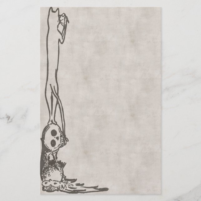 Vintagekatt-, skalle- & ugglabrevpapper brevpapper (Framsida)