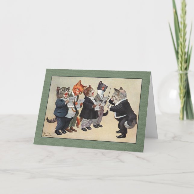 Vintagekatter Julhälsningar kortet, Arthur Thiele Helgkort (Framsida)